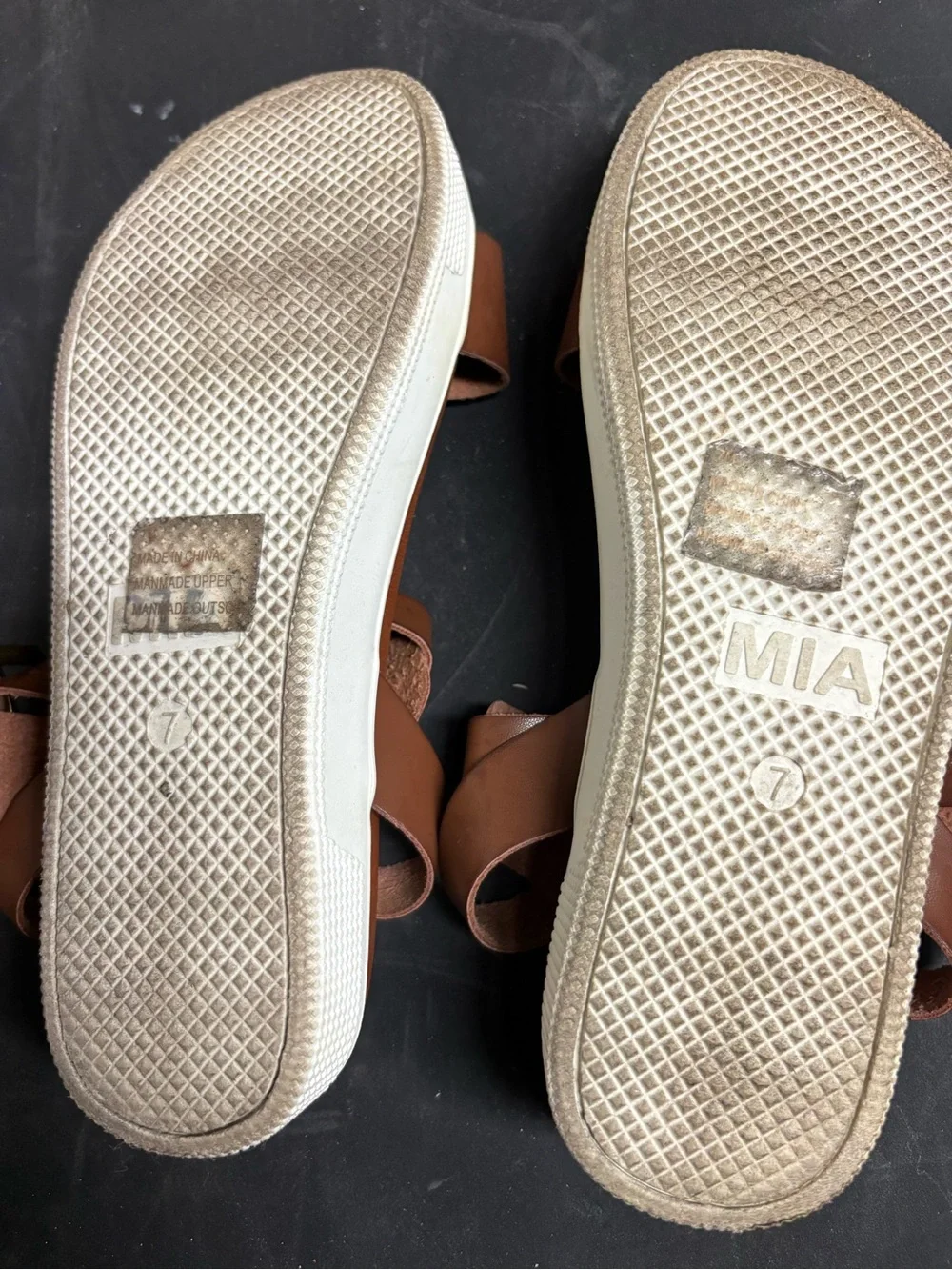 Mia Brown Leather Ankle-Strap Sandals